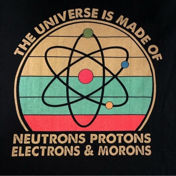 Graphic Tee Size M Science Funny Sarcastic Black Short Sleeve Gilden T-Shirt - Picture 2 of 6